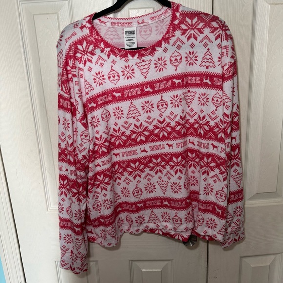 Victoria’s Secret PINK Christmas Pajama Top - Picture 1 of 3